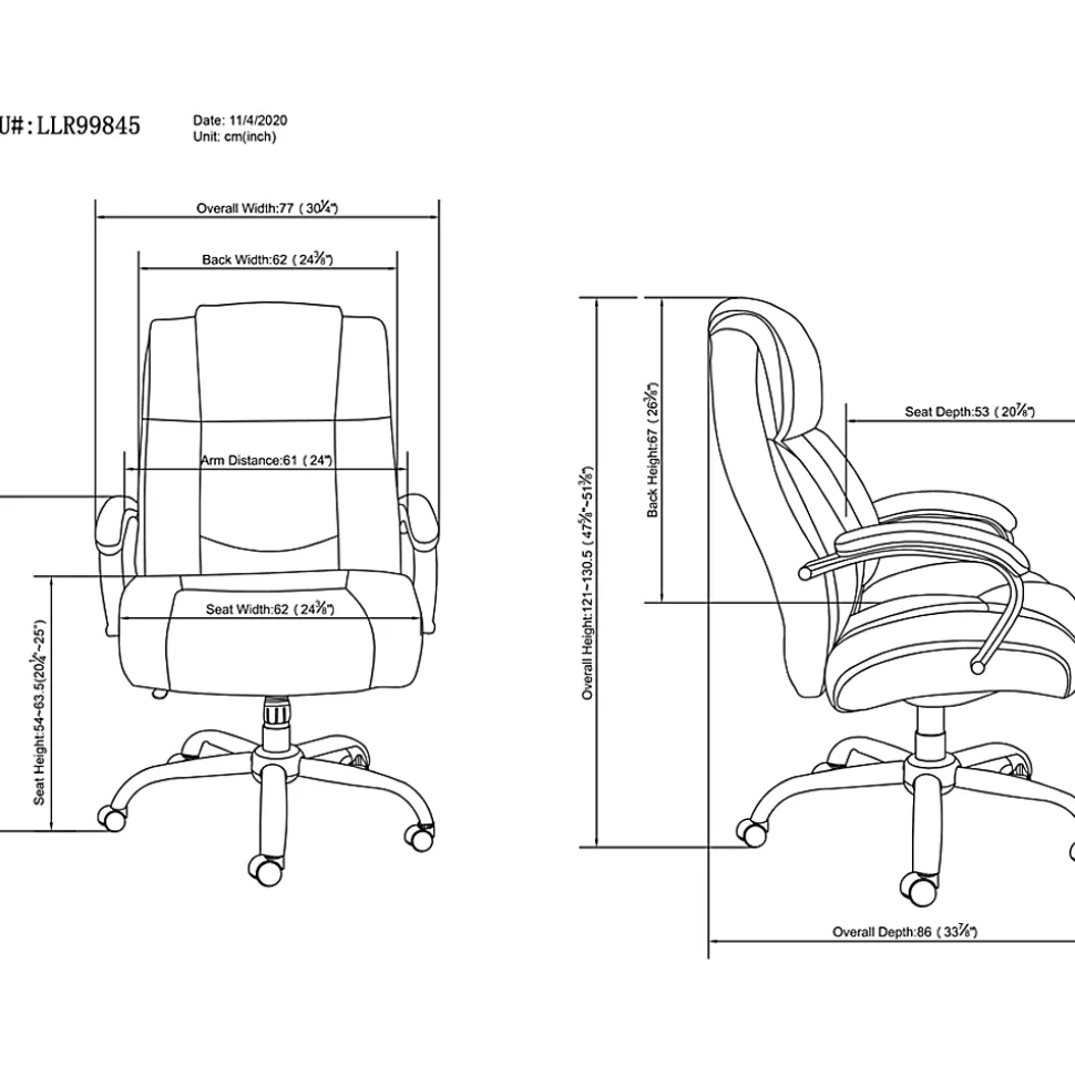 Lorell® UltraCoil Comfort Big & Tall Bonded Leather Chair, Black