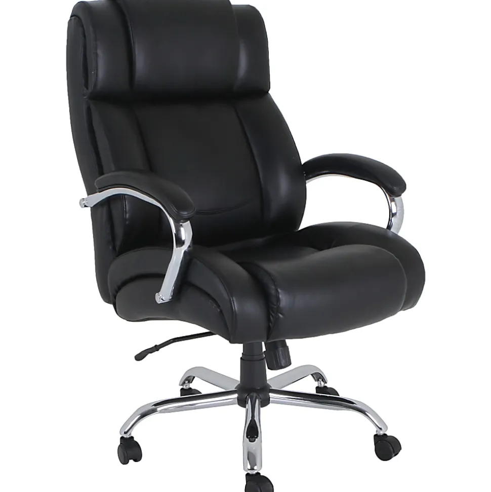 Lorell® UltraCoil Comfort Big & Tall Bonded Leather Chair, Black