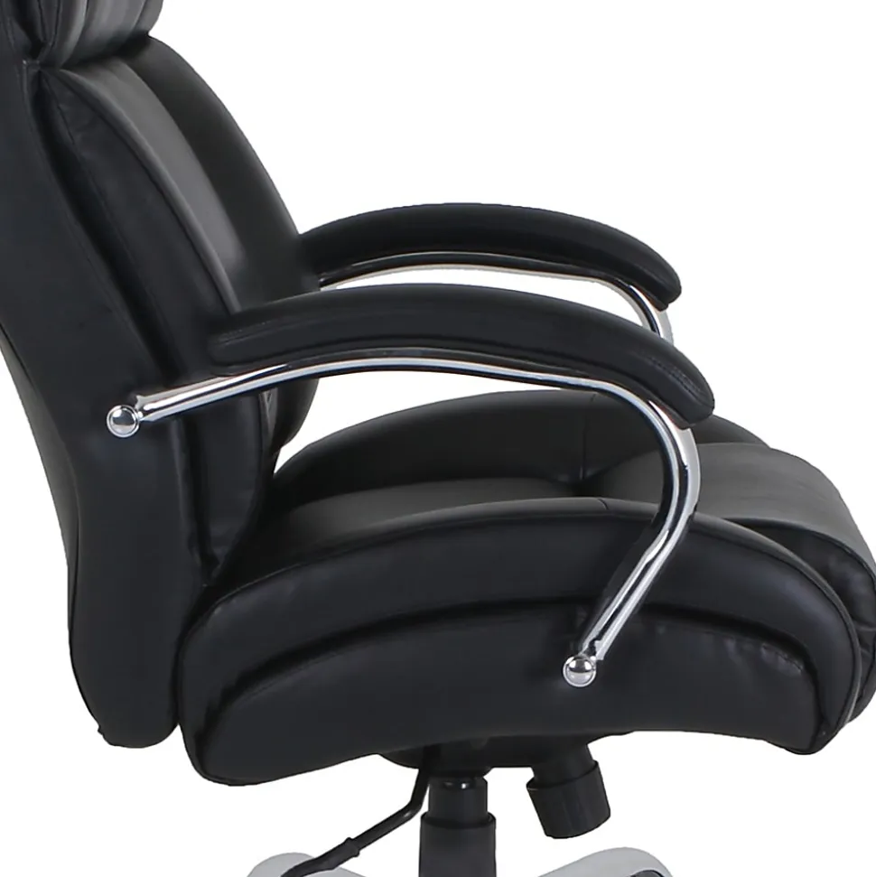 Lorell® UltraCoil Comfort Big & Tall Bonded Leather Chair, Black