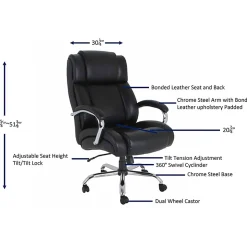 Lorell® UltraCoil Comfort Big & Tall Bonded Leather Chair, Black