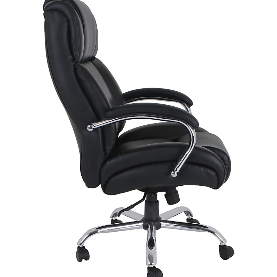 Lorell® UltraCoil Comfort Big & Tall Bonded Leather Chair, Black