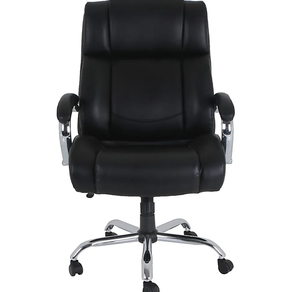 Lorell® UltraCoil Comfort Big & Tall Bonded Leather Chair, Black
