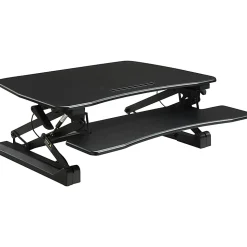 Lorell® V2 Gas-Lift Sit-To-Stand Desk Riser, 19-1/2"H x 35-1/2"W x 23-1/4"D, Black