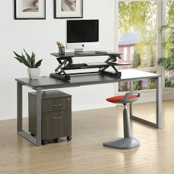Lorell® V2 Gas-Lift Sit-To-Stand Desk Riser, 19-1/2"H x 35-1/2"W x 23-1/4"D, Black