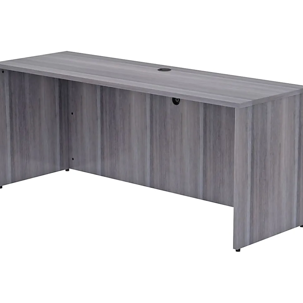 Lorell® 72"W Credenza Computer Desk, Weathered Charcoal