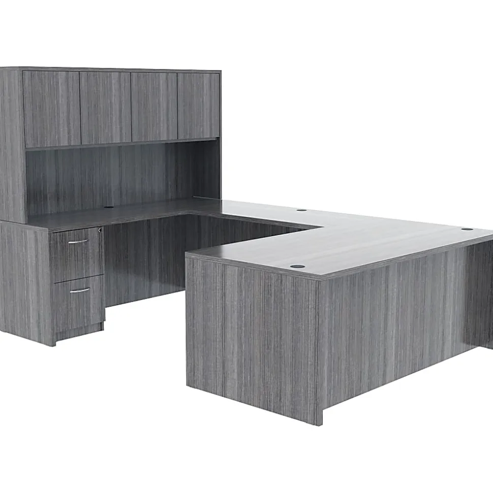 Lorell® 72"W Credenza Computer Desk, Weathered Charcoal
