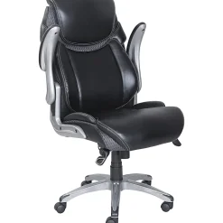 Lorell® Wellness by Design® Ergonomic Bonded Leather Executive Chair, With Dormeo Octaspring Technology, Black