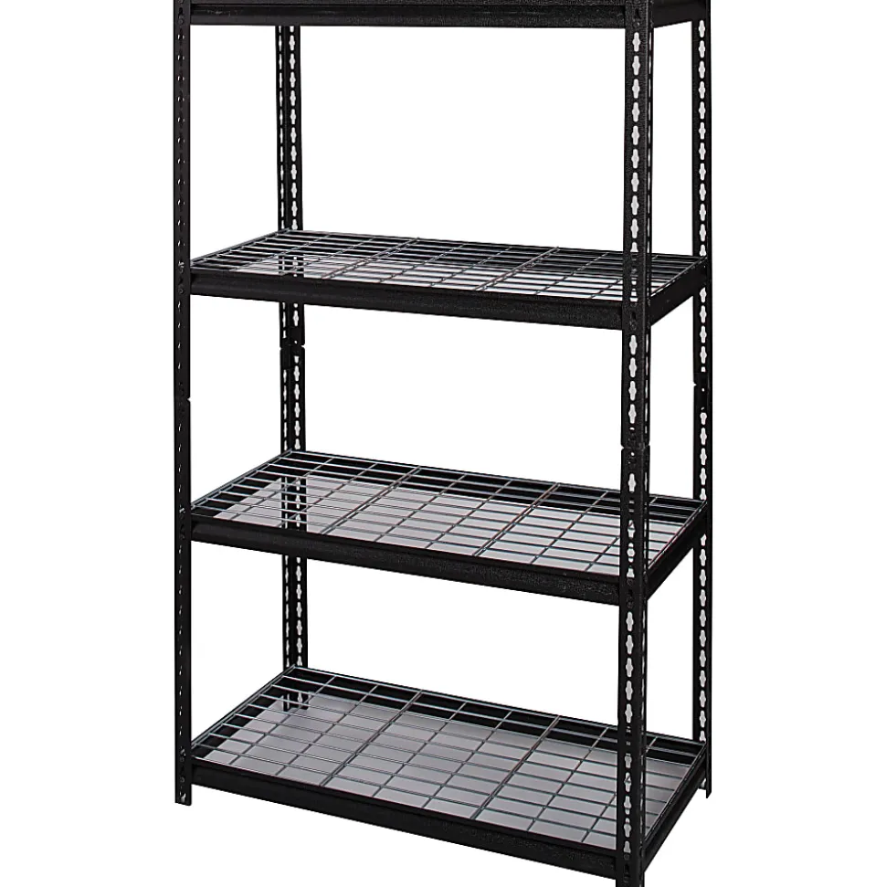 Lorell Wire Deck Shelving, 60"H x 36"W x 18"D, Recycled, Black, Steel, 1Each