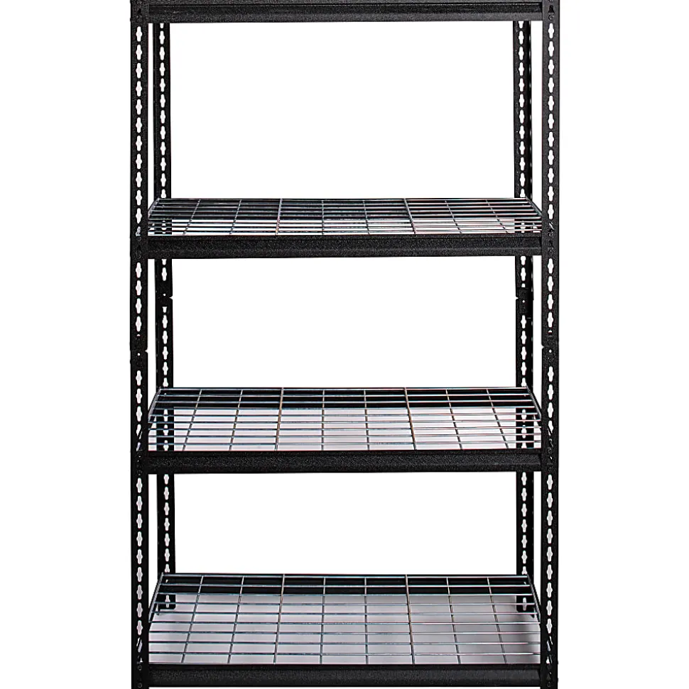 Lorell Wire Deck Shelving, 60"H x 36"W x 18"D, Recycled, Black, Steel, 1Each