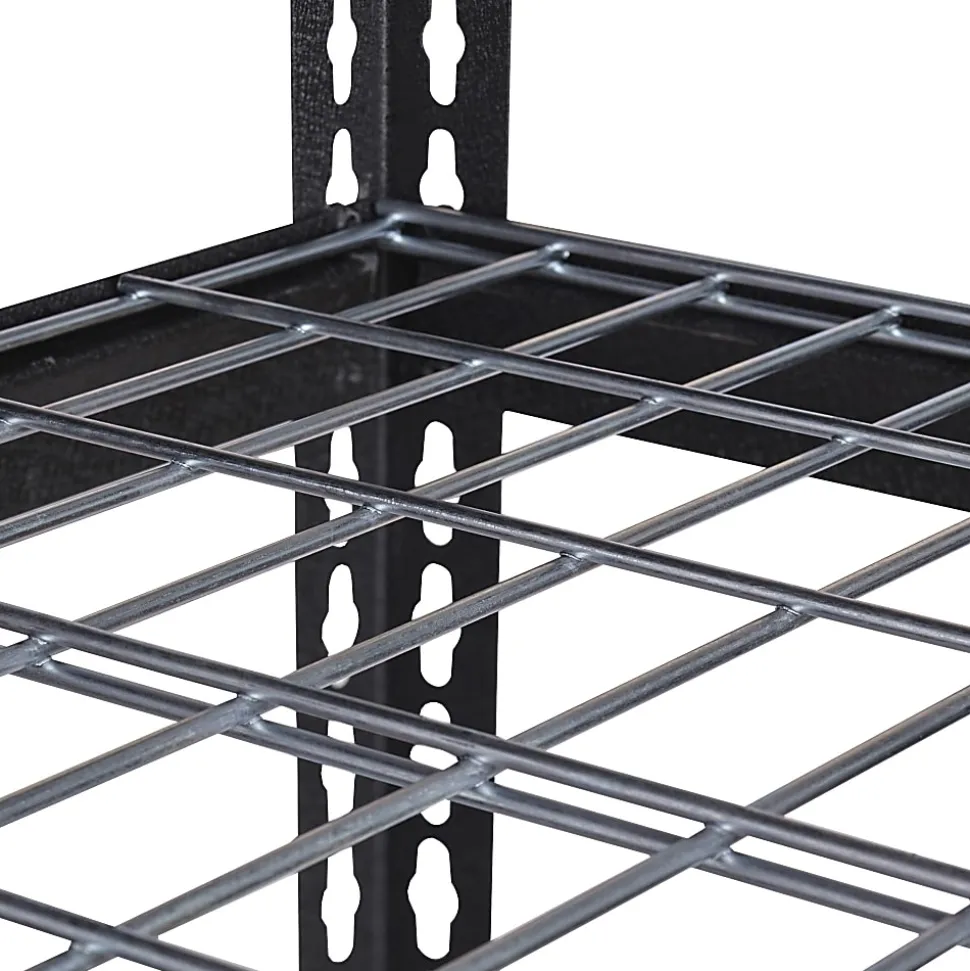 Lorell Wire Deck Shelving, 60"H x 36"W x 18"D, Recycled, Black, Steel, 1Each