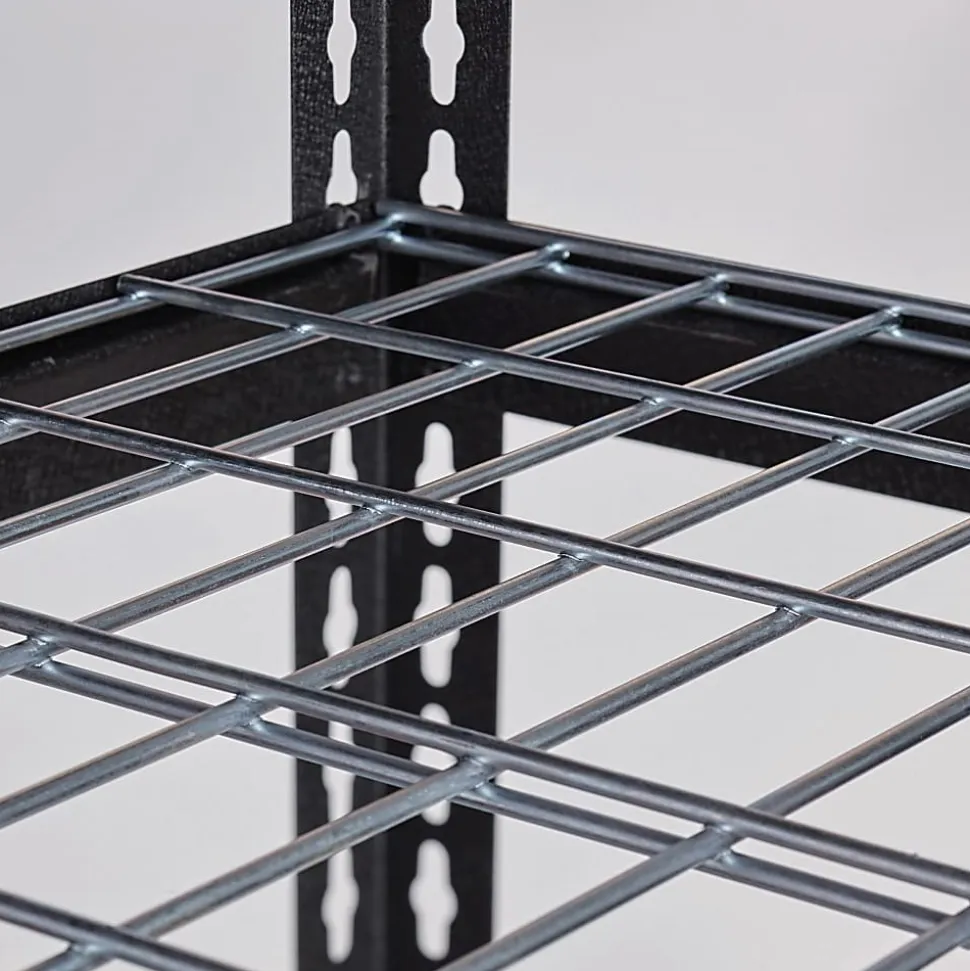 Lorell Wire Deck Shelving, 60"H x 36"W x 18"D, Recycled, Black, Steel, 1Each