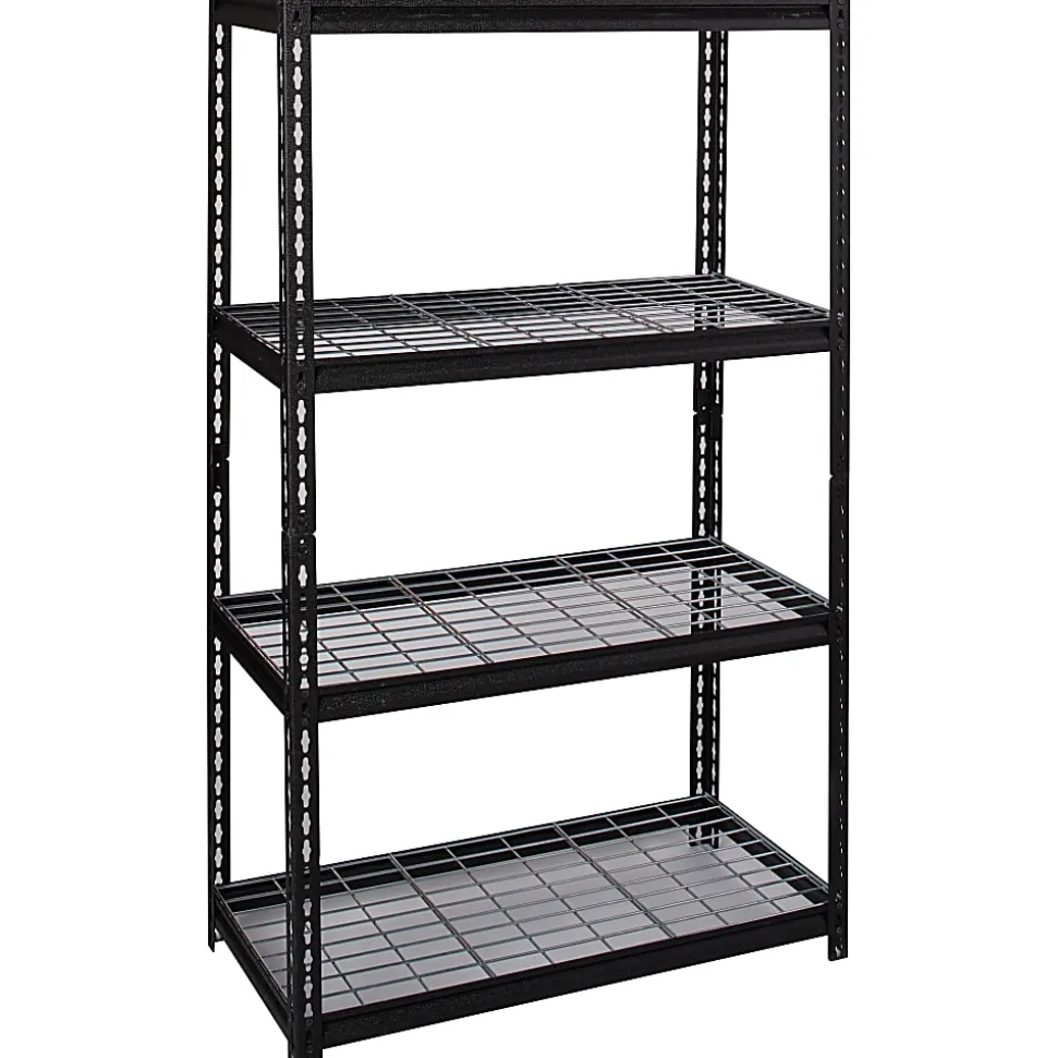 Lorell Wire Deck Shelving, 60"H x 36"W x 18"D, Recycled, Black, Steel, 1Each