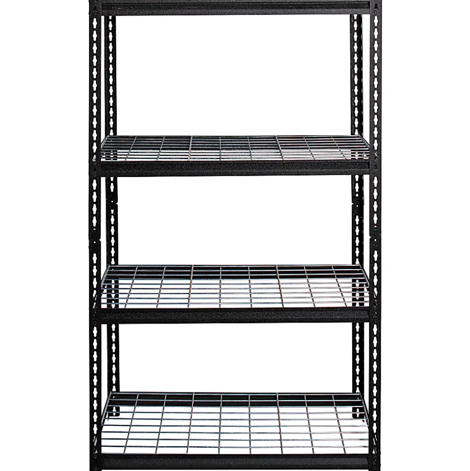 Lorell Wire Deck Shelving, 60"H x 36"W x 18"D, Recycled, Black, Steel, 1Each