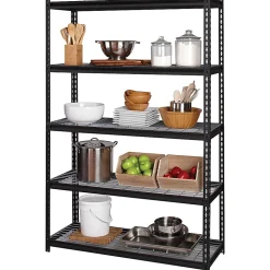 Lorell Wire Deck Shelving, 72"H x 48"W x 18"D, Recycled, Black, Steel, 1Each
