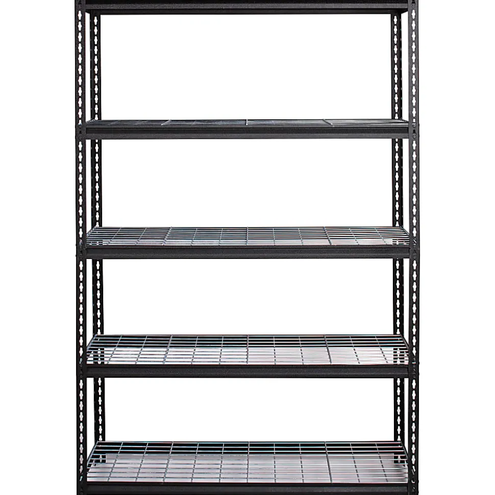 Lorell Wire Deck Shelving, 72"H x 48"W x 18"D, Recycled, Black, Steel, 1Each
