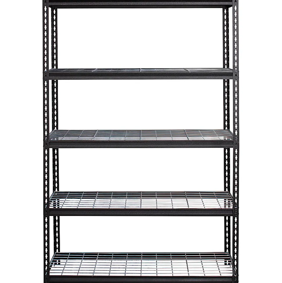 Lorell Wire Deck Shelving, 72"H x 48"W x 18"D, Recycled, Black, Steel, 1Each