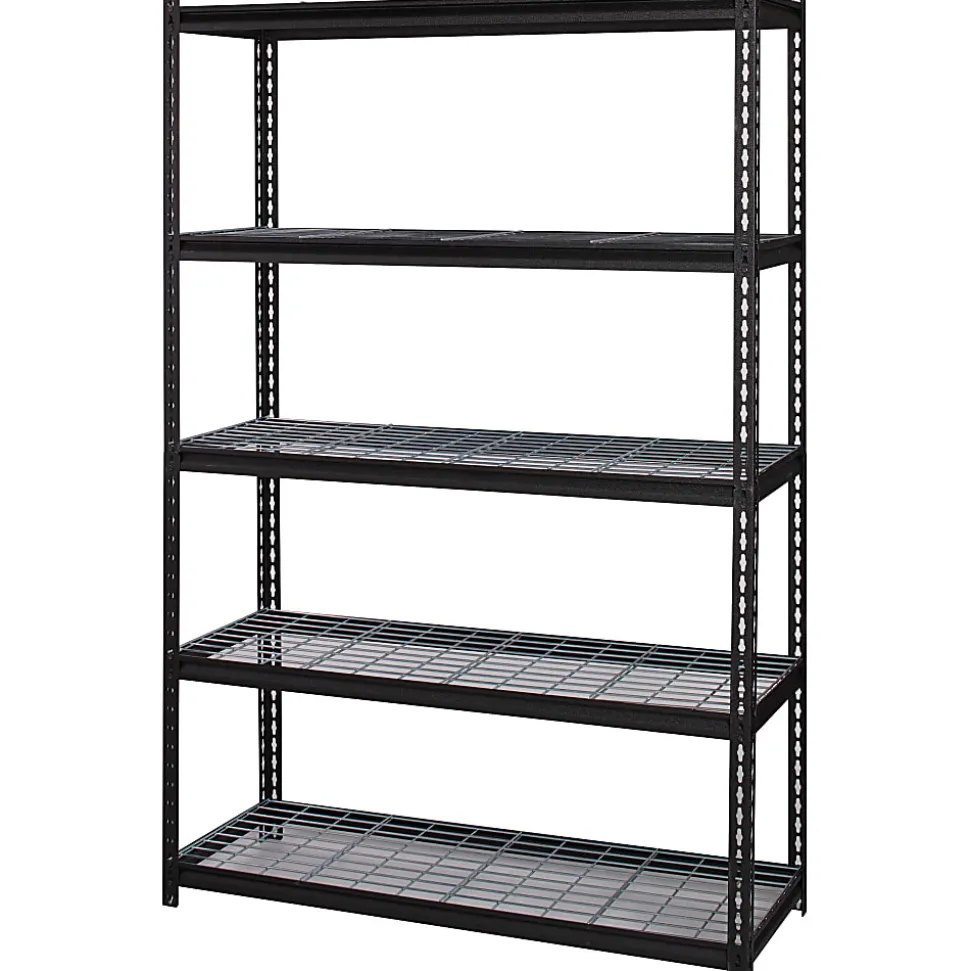Lorell Wire Deck Shelving, 72"H x 48"W x 18"D, Recycled, Black, Steel, 1Each