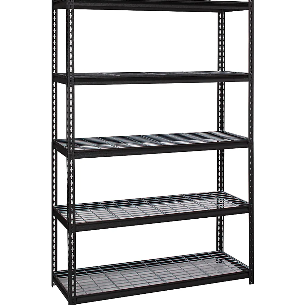 Lorell Wire Deck Shelving, 72"H x 48"W x 18"D, Recycled, Black, Steel, 1Each