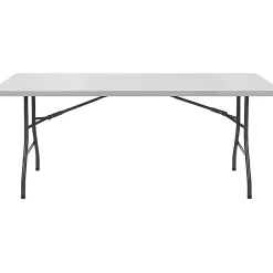 Lorell® 96"W Rectangular Banquet Table, Black/Gray