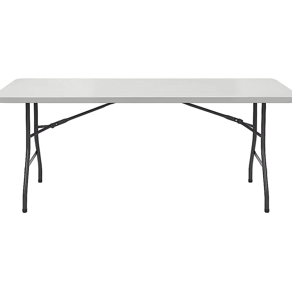 Lorell® 96"W Rectangular Banquet Table, Black/Gray