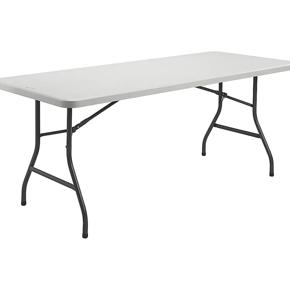 Lorell® 96"W Rectangular Banquet Table, Black/Gray