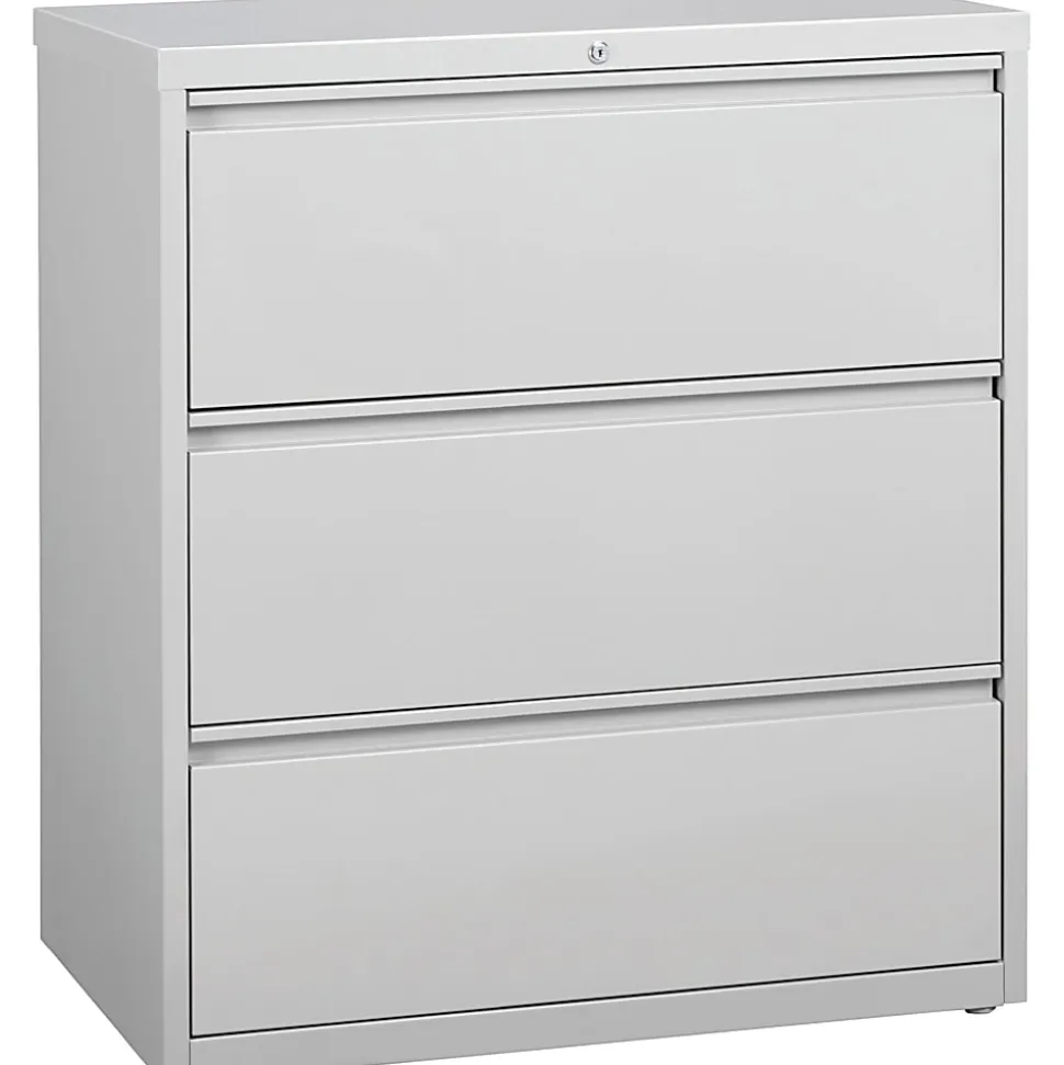 Lorell® 36"W x 18-5/8"D Lateral 3-Drawer File Cabinet, Light Gray