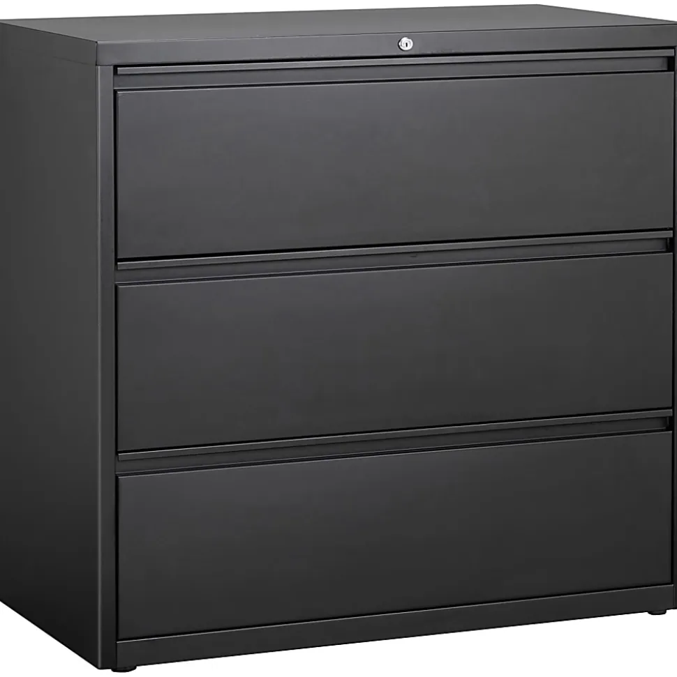 Lorell® 42"W x 18-5/8"D Lateral 3-Drawer File Cabinet, Black