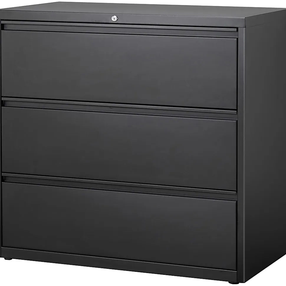 Lorell® 42"W x 18-5/8"D Lateral 3-Drawer File Cabinet, Black