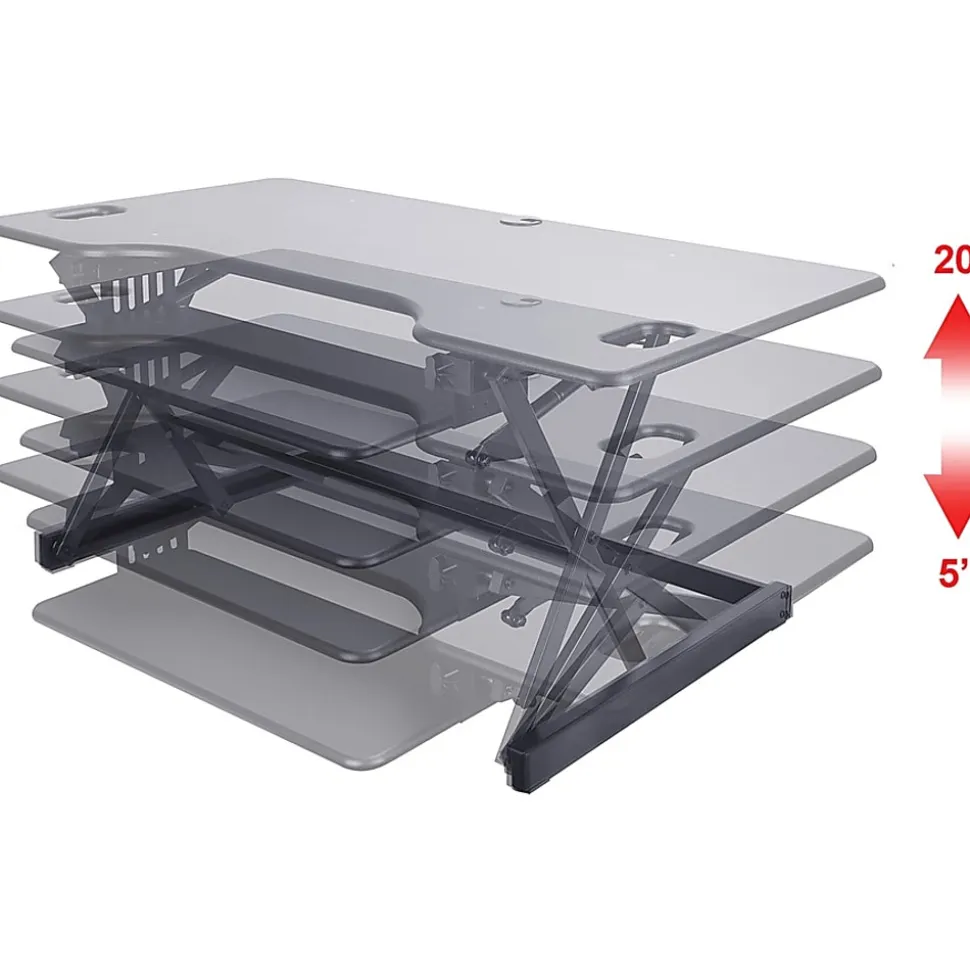 Lorell™ XL Height-Adjustable Desk Riser, 46" x 24", Black