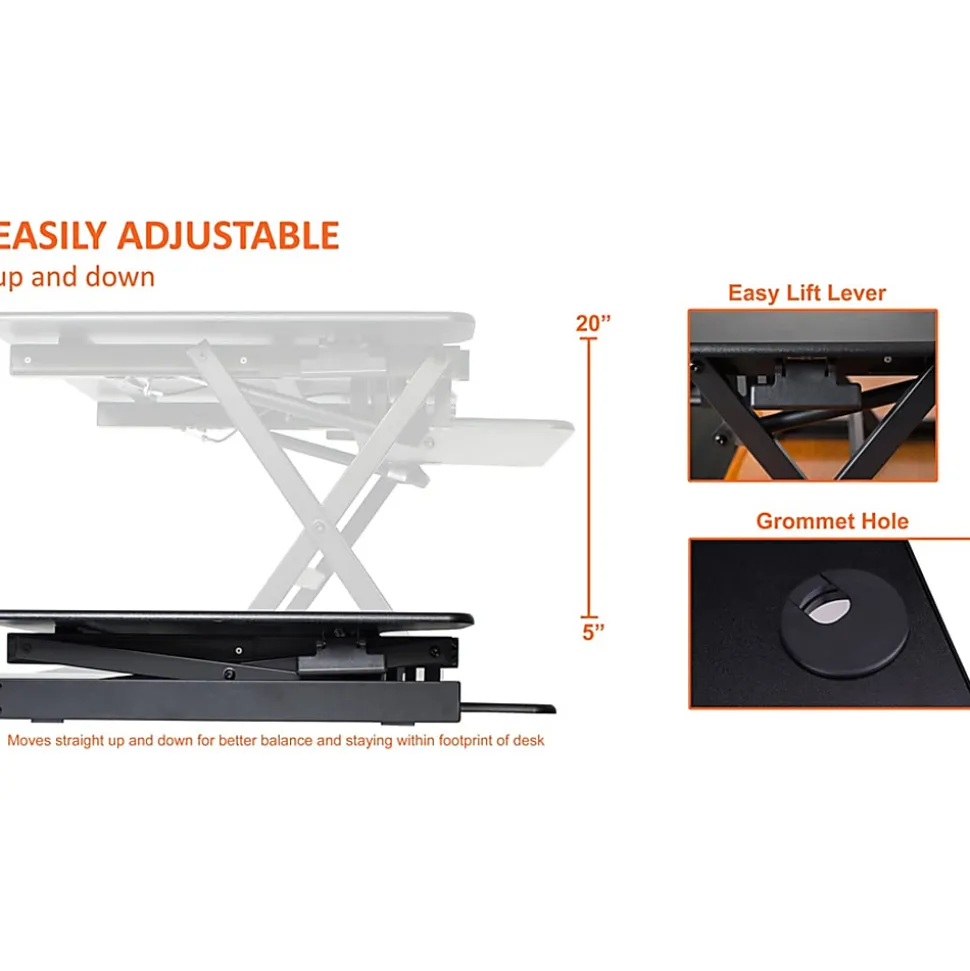Lorell™ XL Height-Adjustable Desk Riser, 46" x 24", Black