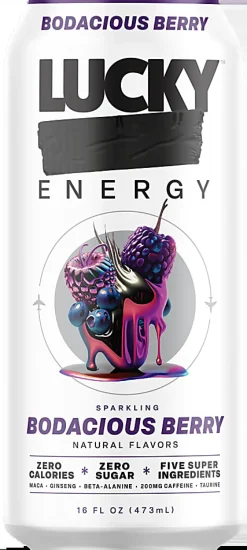 Lucky Energy Drink, Bodacious Berry, 16 Oz, Total Qty 1