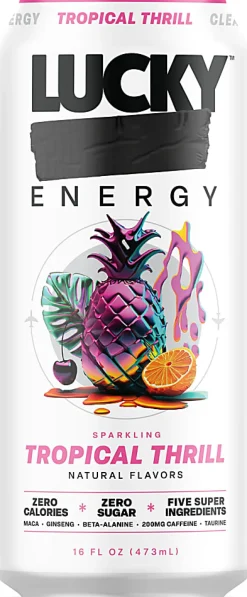 Lucky Energy Drink, Tropical Thrill, 16 Oz, Total Qty 1