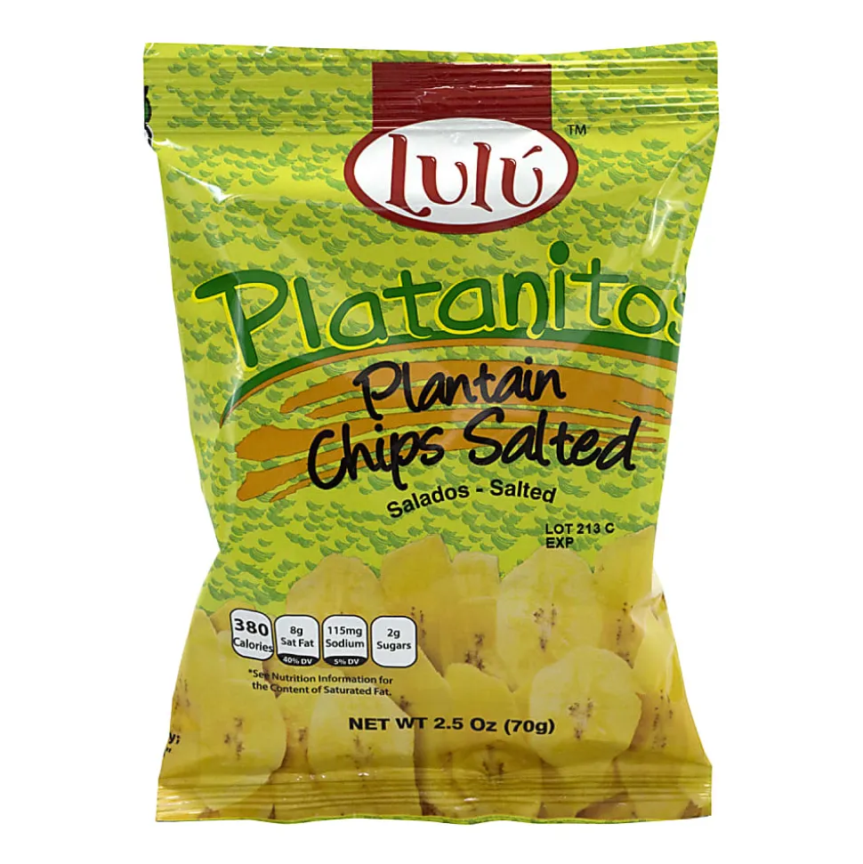 Lulu Platanitos Salted Plantain Chips, 2.5 Oz, Pack Of 24 Bags