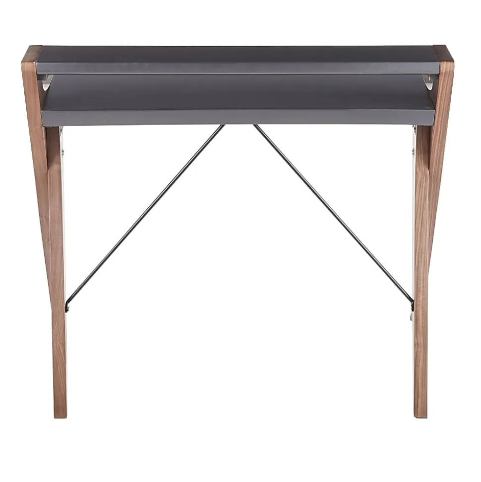 LumiSource Archer 43"W 2-Tier Writing Desk, Walnut/Gray