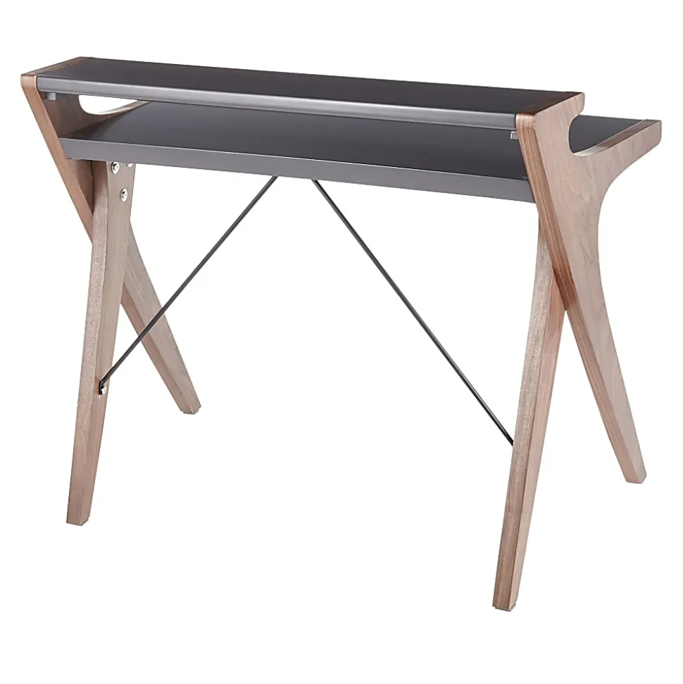 LumiSource Archer 43"W 2-Tier Writing Desk, Walnut/Gray