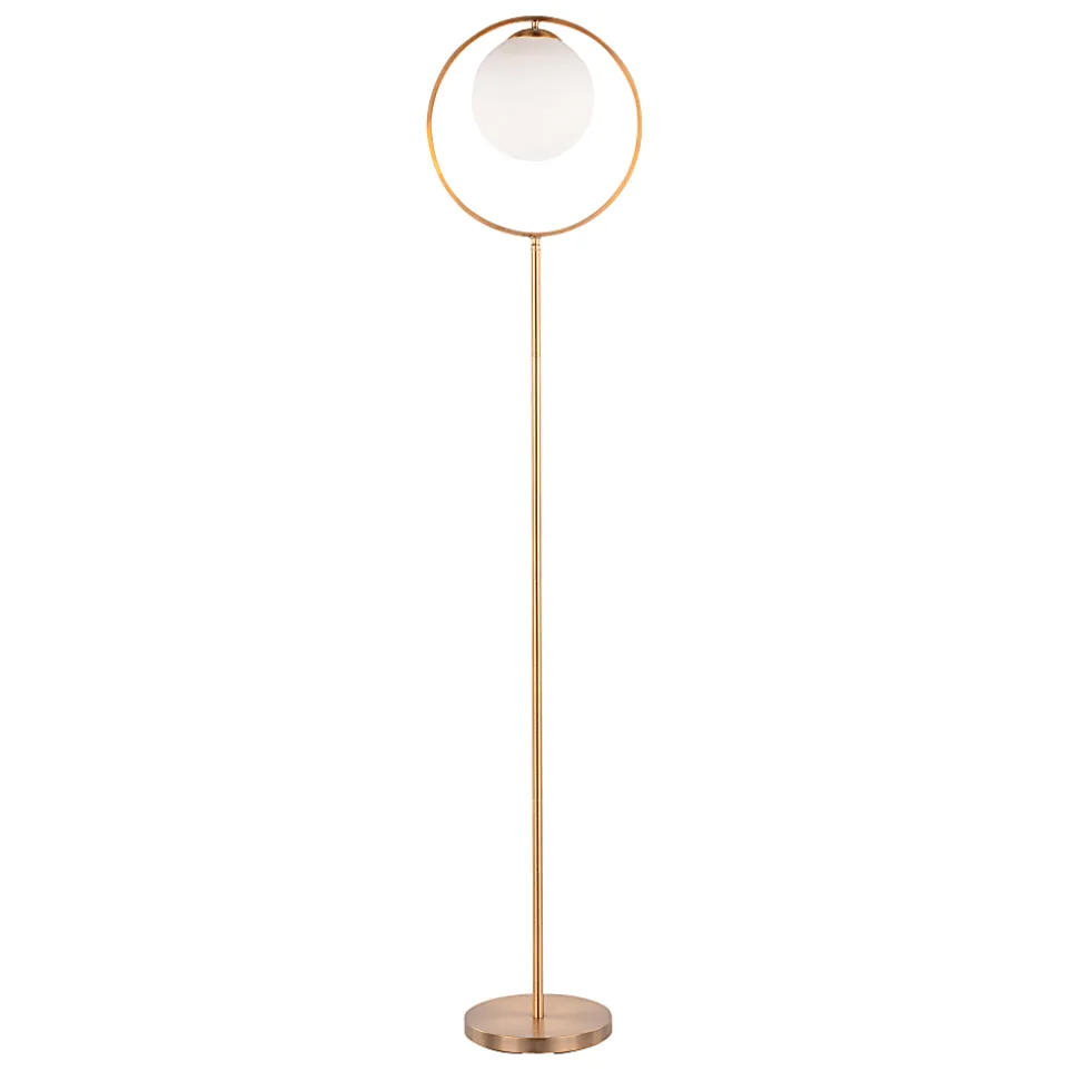 LumiSource Moon Floor Lamp, 65-1/4"H, White Shade/Gold Base