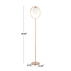 LumiSource Moon Floor Lamp, 65-1/4"H, White Shade/Gold Base