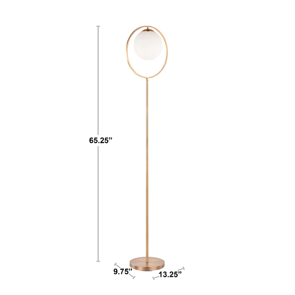 LumiSource Moon Floor Lamp, 65-1/4"H, White Shade/Gold Base
