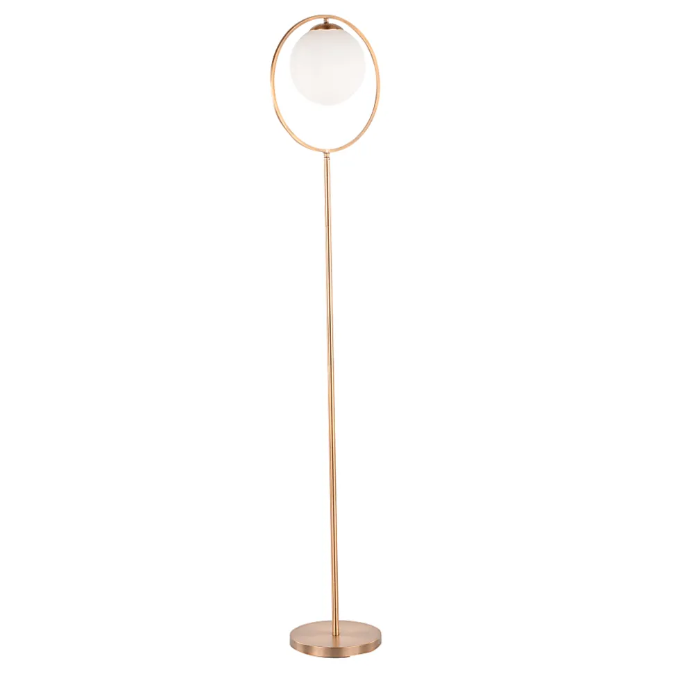 LumiSource Moon Floor Lamp, 65-1/4"H, White Shade/Gold Base