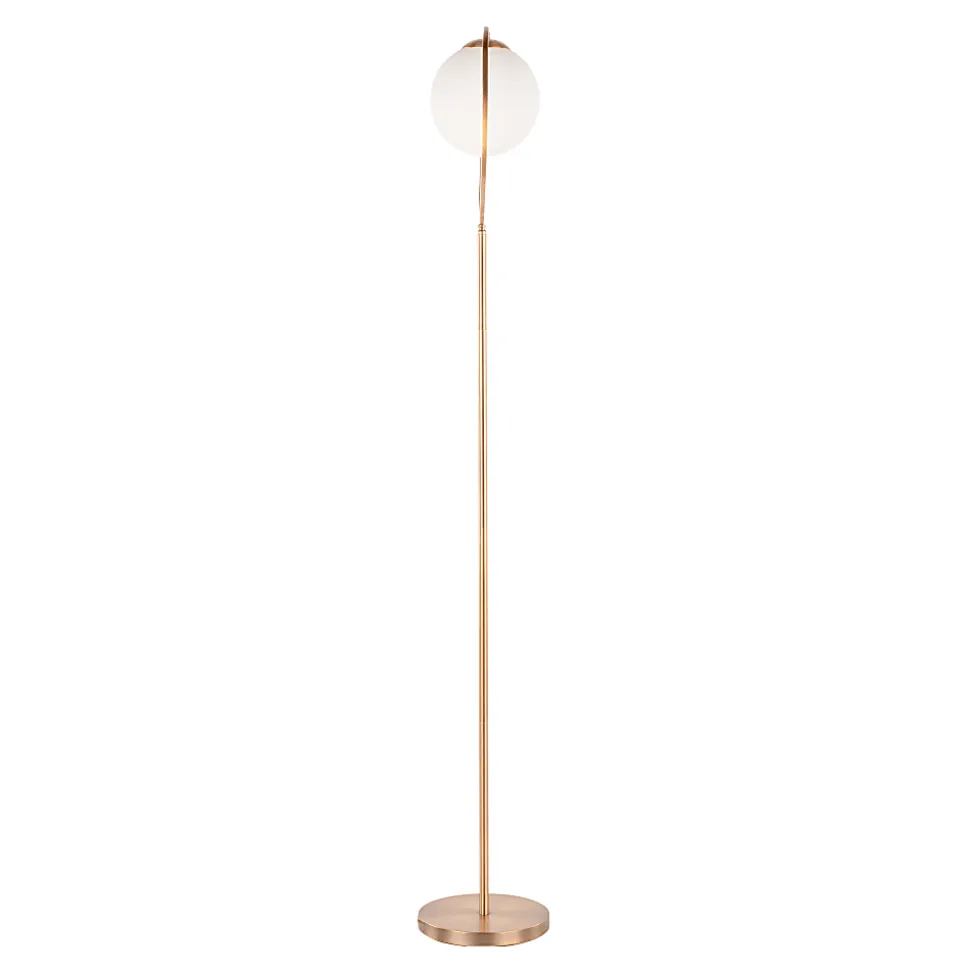 LumiSource Moon Floor Lamp, 65-1/4"H, White Shade/Gold Base