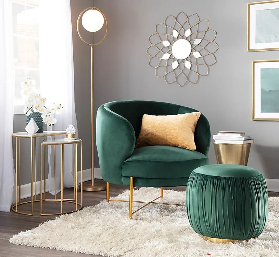LumiSource Moon Floor Lamp, 65-1/4"H, White Shade/Gold Base