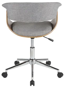 LumiSource Vintage Mod Mid-Century Modern Mid-Back Chair, Light Gray/Walnut/Chrome