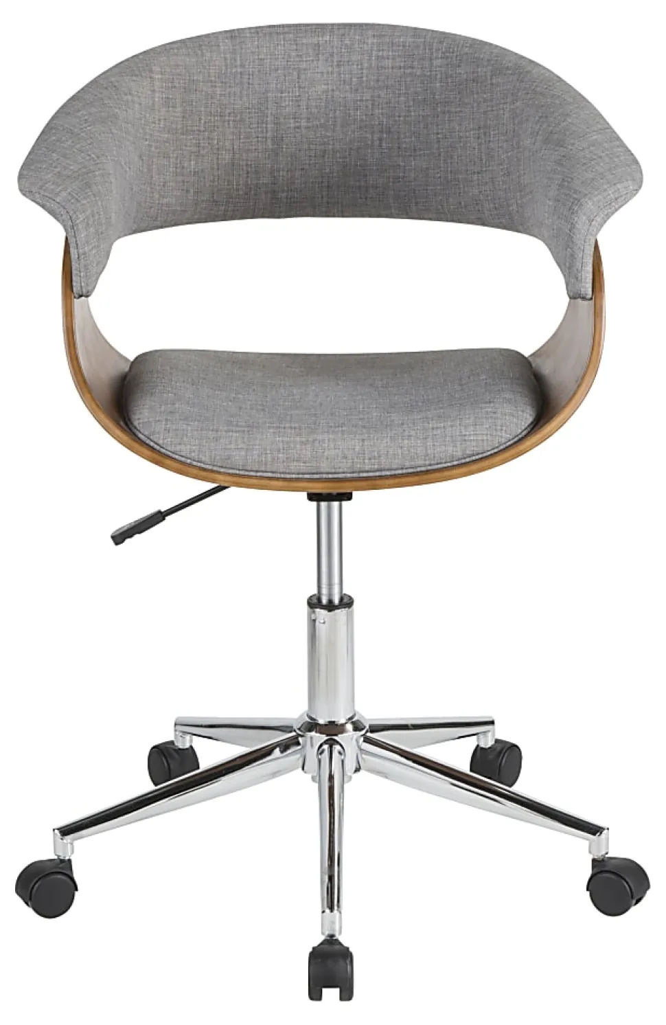 LumiSource Vintage Mod Mid-Century Modern Mid-Back Chair, Light Gray/Walnut/Chrome