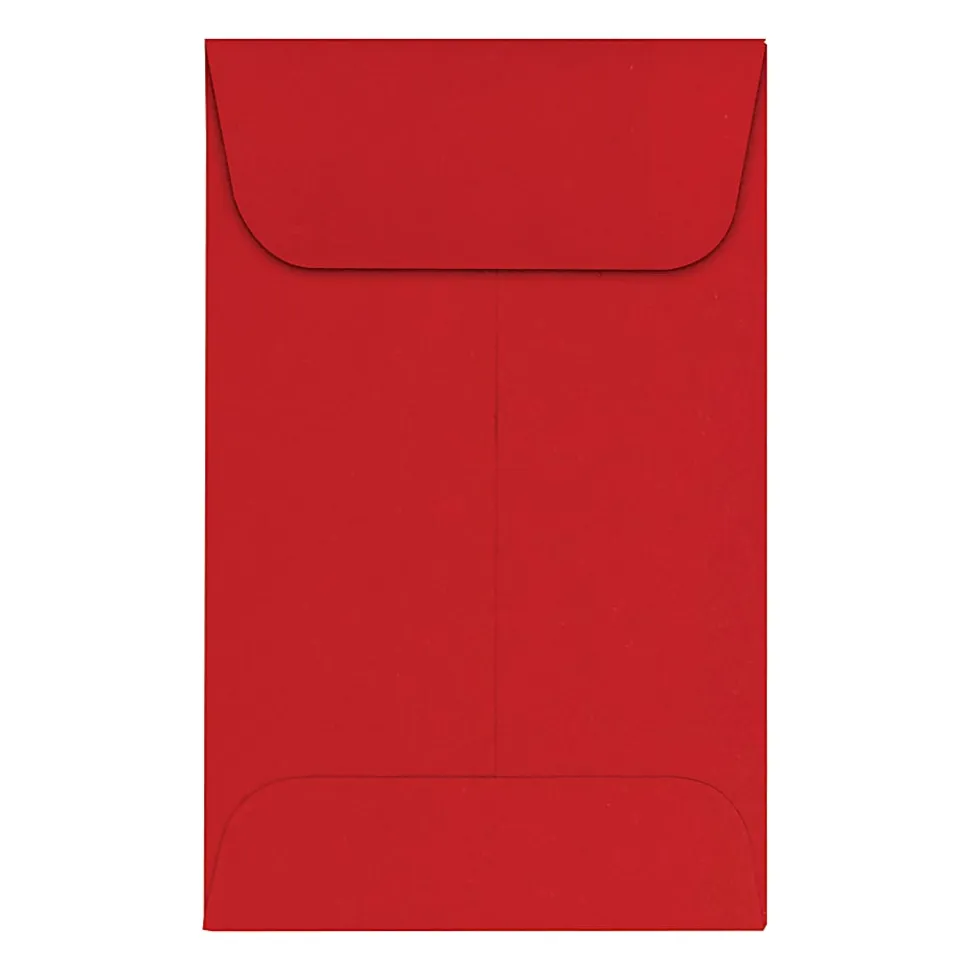 LUX Coin Envelopes, #1, Gummed Seal, Ruby Red, Pack Of 250
