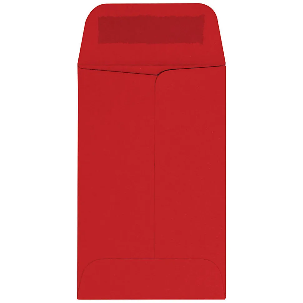 LUX Coin Envelopes, #1, Gummed Seal, Ruby Red, Pack Of 250