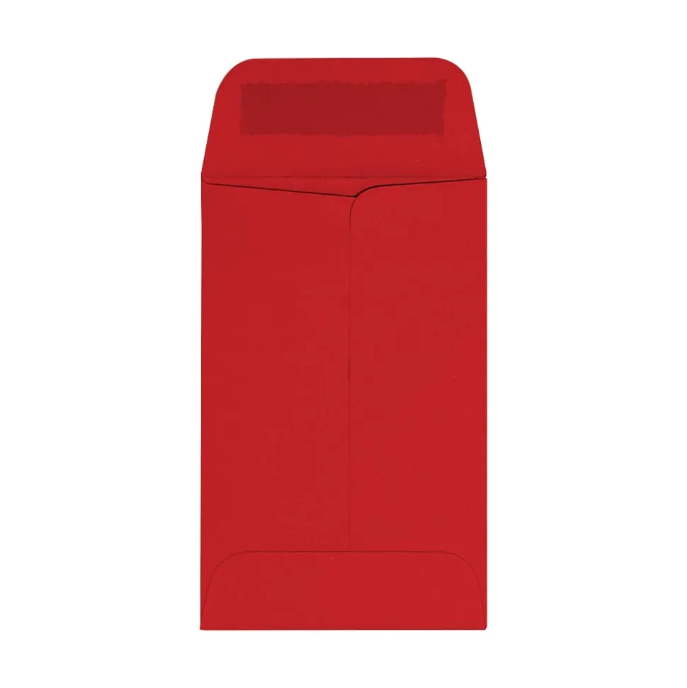 LUX Coin Envelopes, #1, Gummed Seal, Ruby Red, Pack Of 1,000