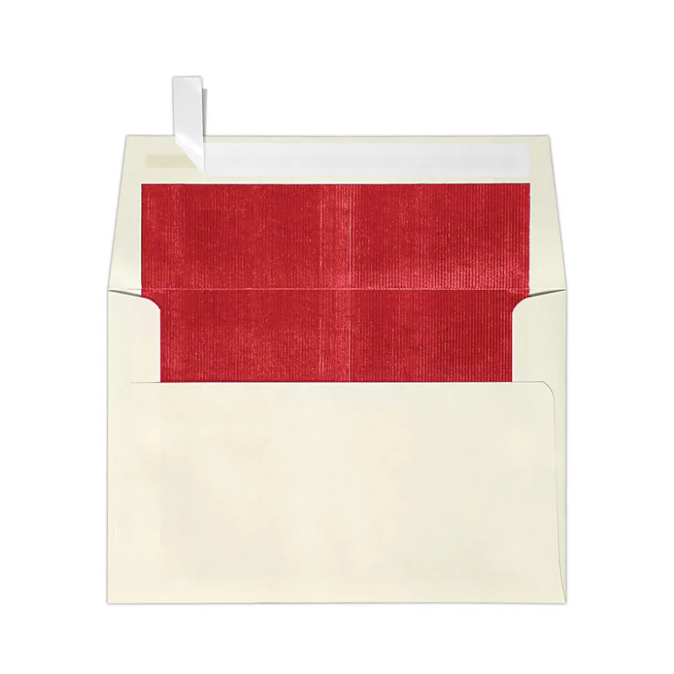 LUX Foil-Lined Invitation Envelopes A4, Peel & Press Closure, Natural/Red, Pack Of 500