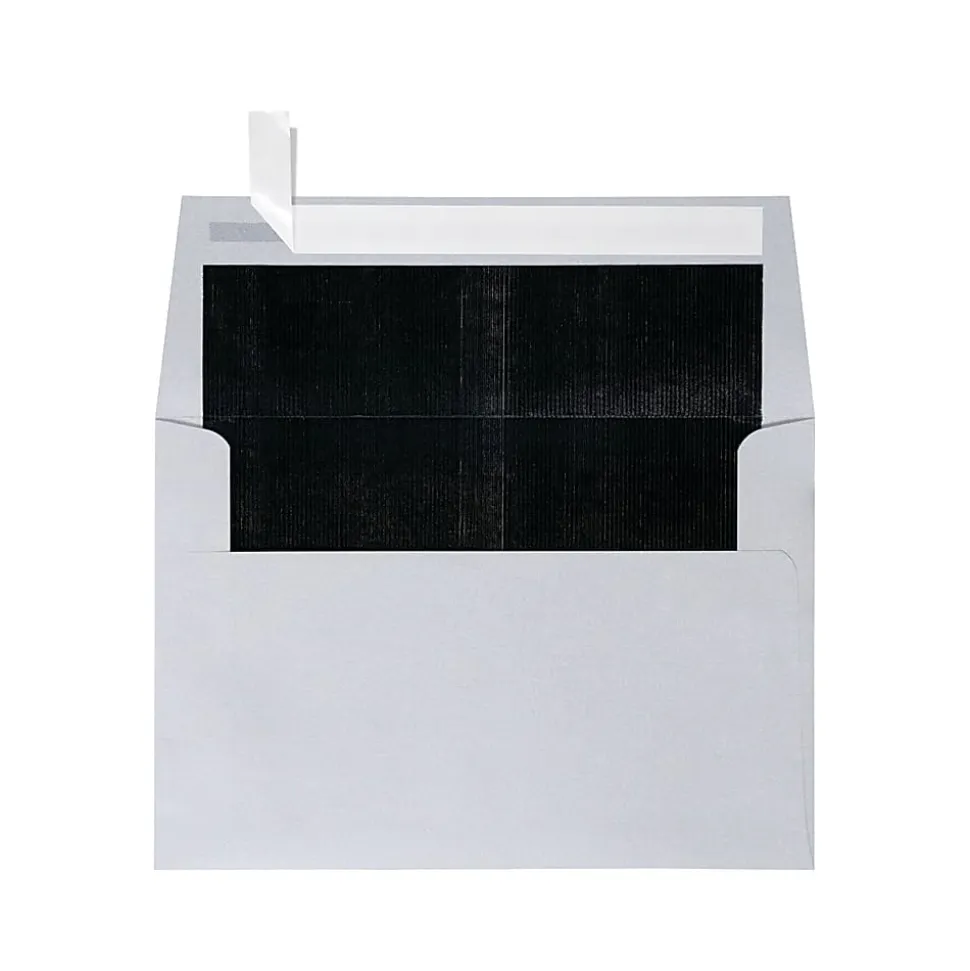 LUX Foil-Lined Invitation Envelopes A4, Peel & Press Closure, Silver/Black, Pack Of 1,000