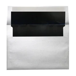 LUX Foil-Lined Invitation Envelopes A4, Peel & Press Closure, Silver/Black, Pack Of 1,000