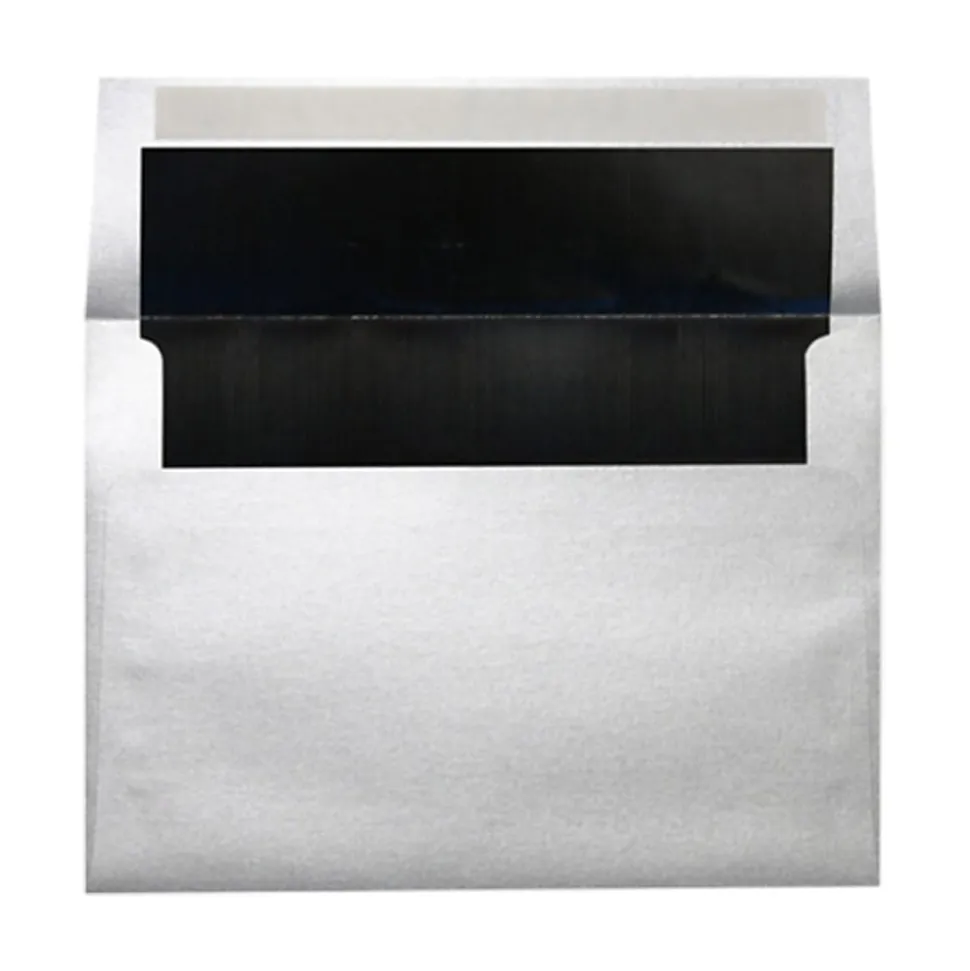 LUX Foil-Lined Invitation Envelopes A4, Peel & Press Closure, Silver/Black, Pack Of 1,000